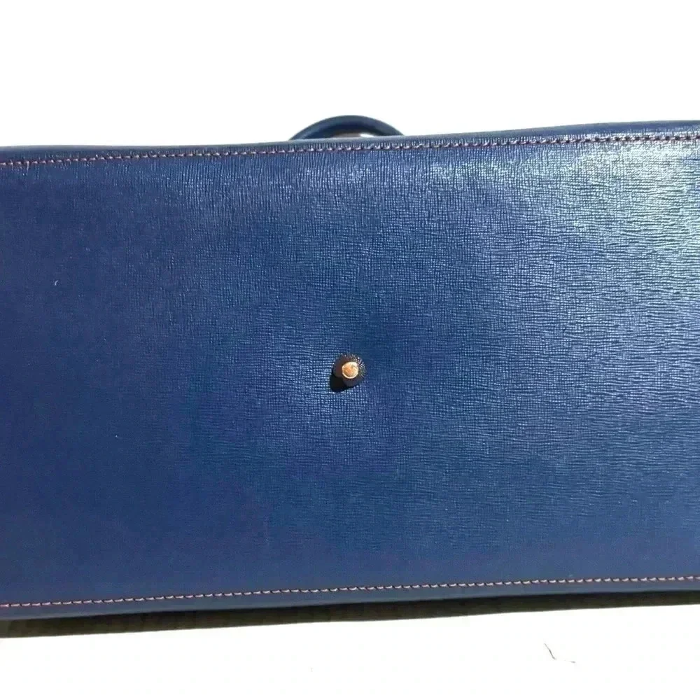 Valentino navy blue saiffiano leather satchel handbag